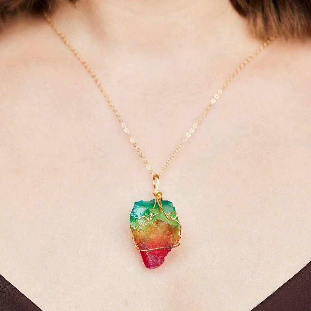 Rainbow Aura Quartz Necklace - Image 4