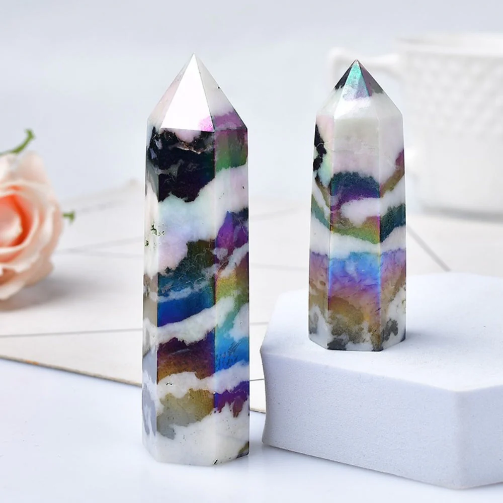 Rainbow Aura Zebra Jasper Crystal Point - Image 2