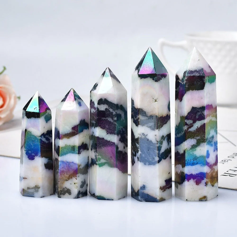Rainbow Aura Zebra Jasper Crystal Point - Image 3