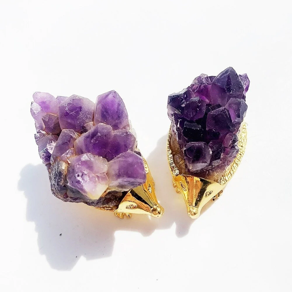 Raw Amethyst Cluster Hedgehog Figurine - Image 2