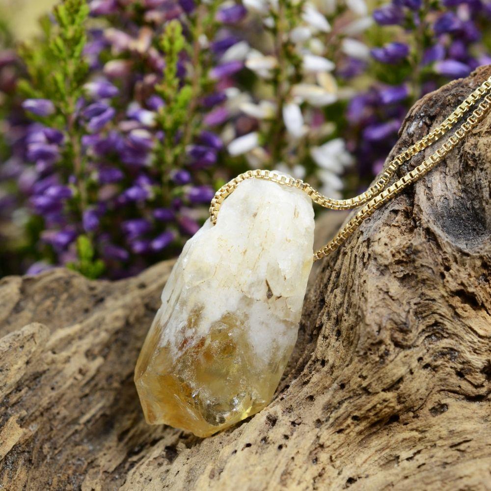 Raw Citrine Crystal Pendant Necklace - Image 4