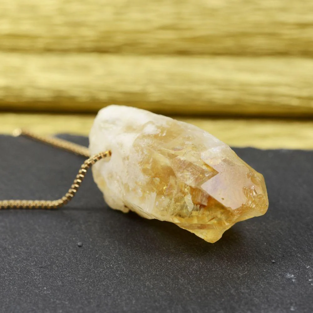 Raw Citrine Crystal Pendant Necklace - Image 6
