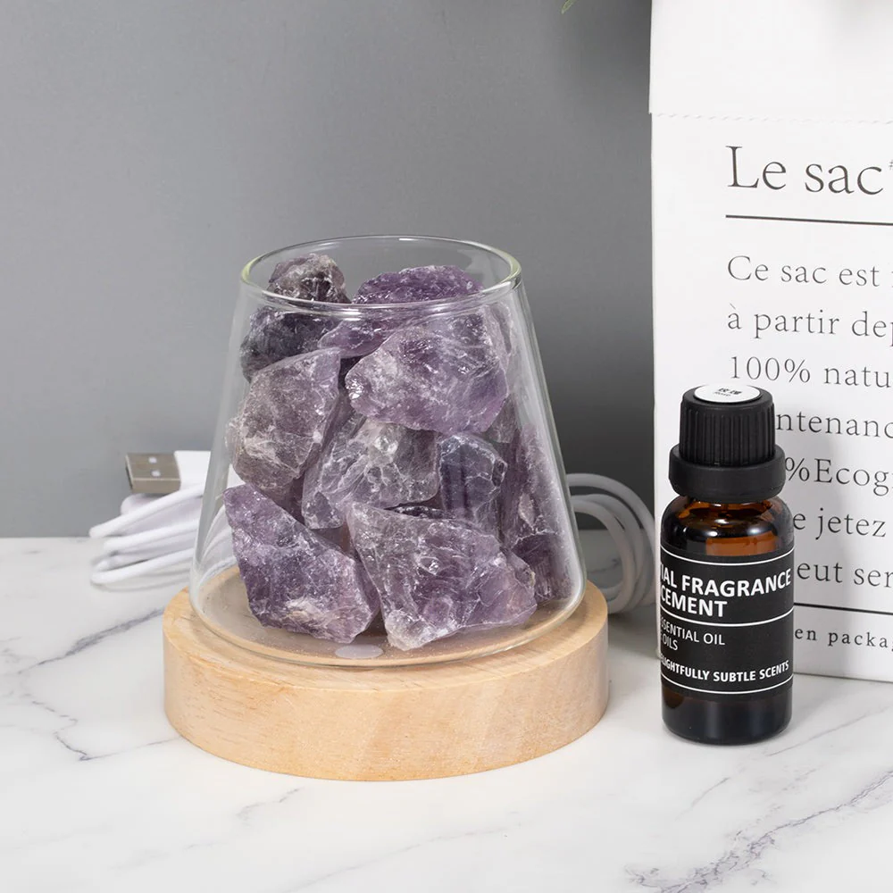 Raw Gemstone Essential Oil Diffuser With Light - Image 3