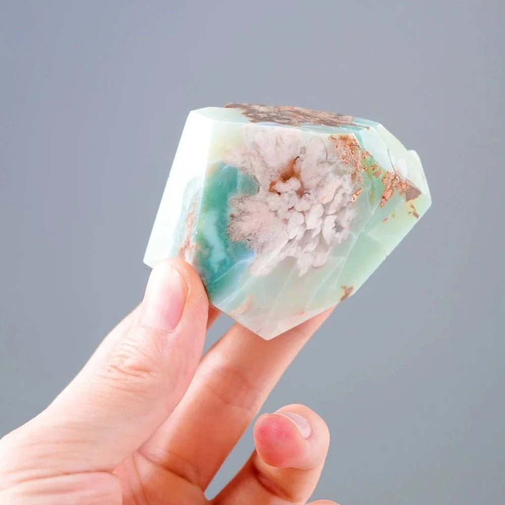 Raw Green Flower Agate Stone