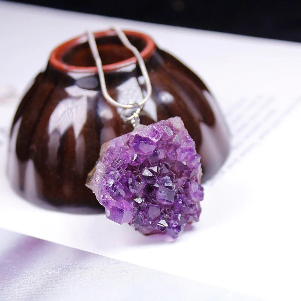 Raw Purple Amethyst Necklace - Image 2