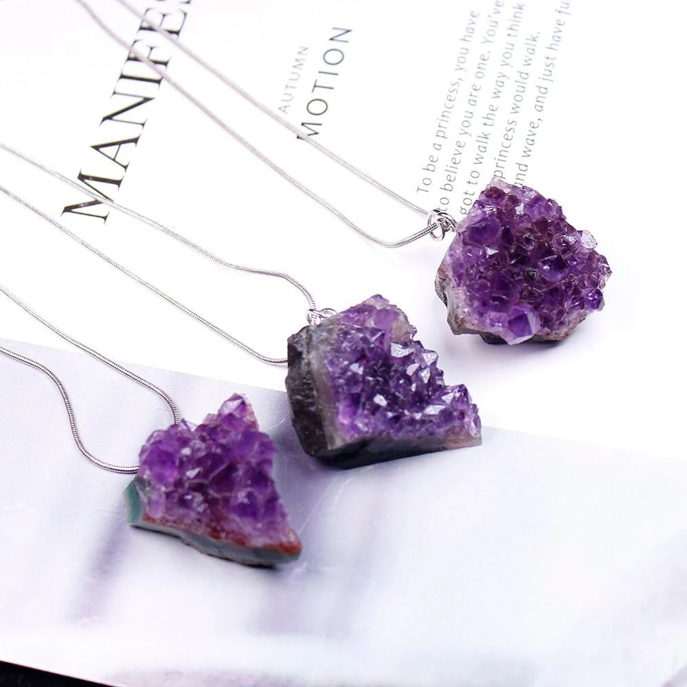 Raw Purple Amethyst Necklace - Image 3