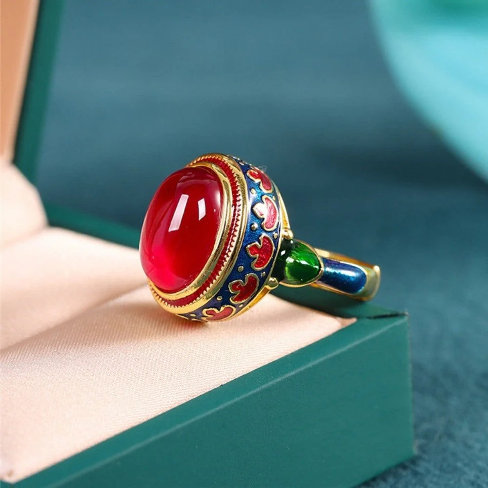 Red Corundum Mineral Stone Ring - Image 2