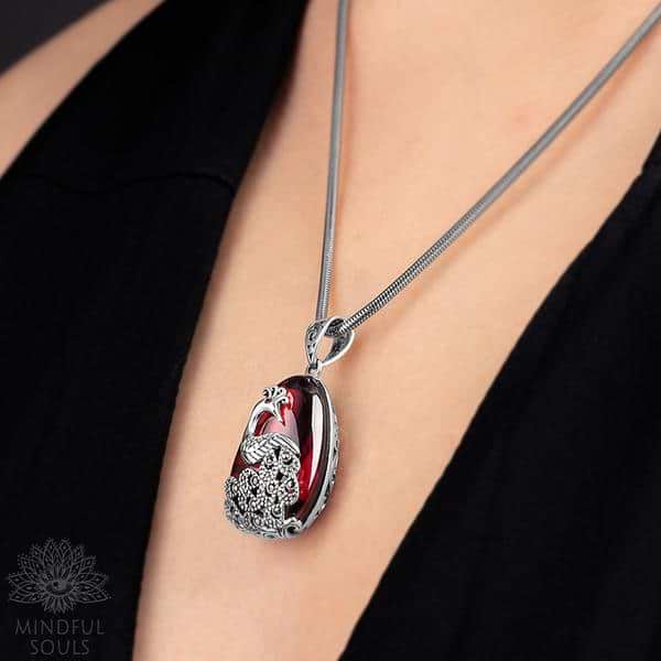 Red Garnet Peacock Necklace - Image 2
