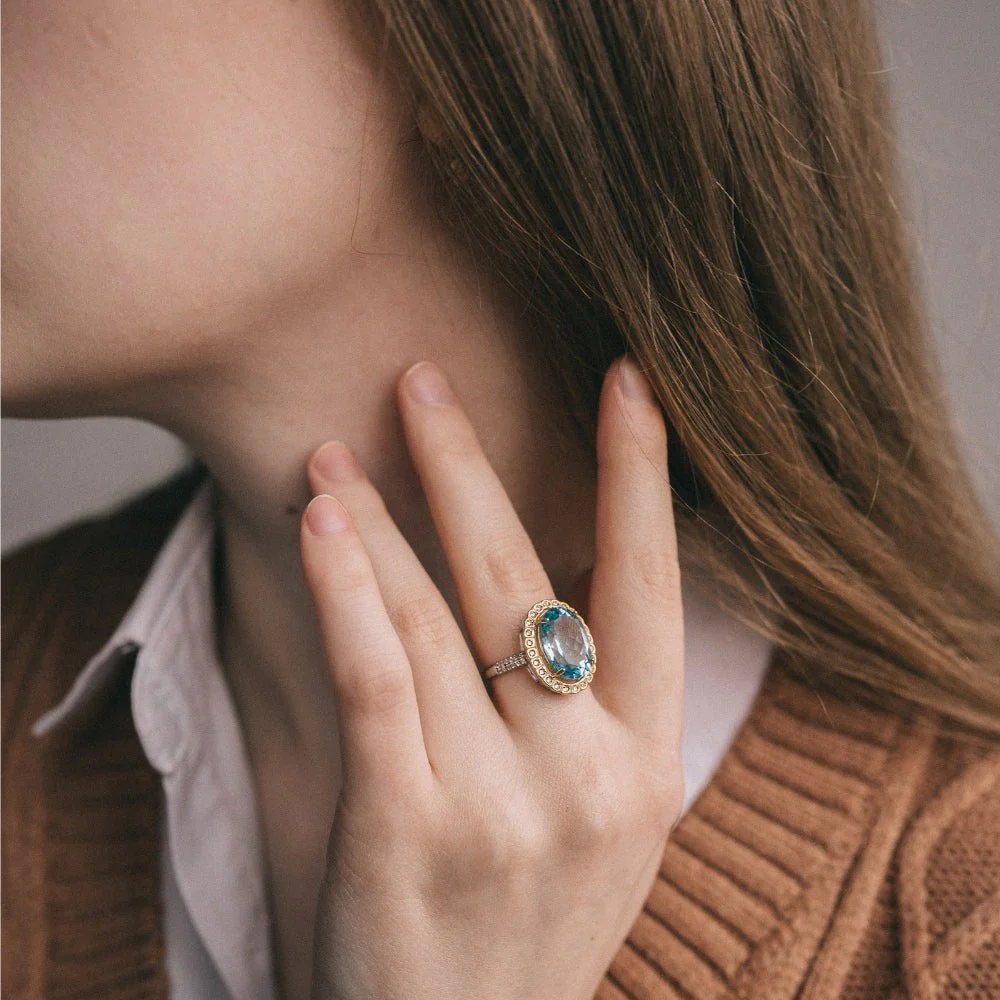 Royal Blue Topaz Crystal Ring - Image 2