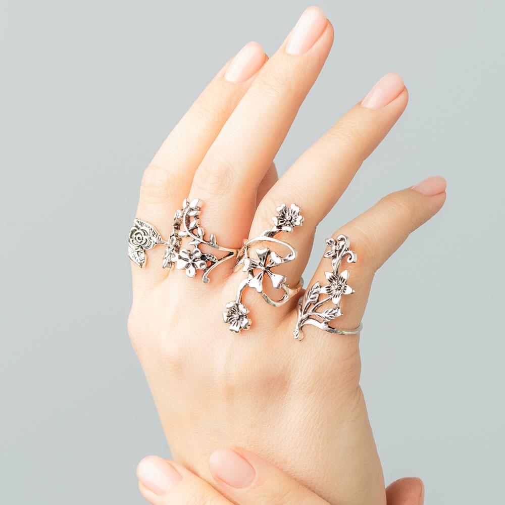 Sacred Blooming Flowers Ring Set - Image 3