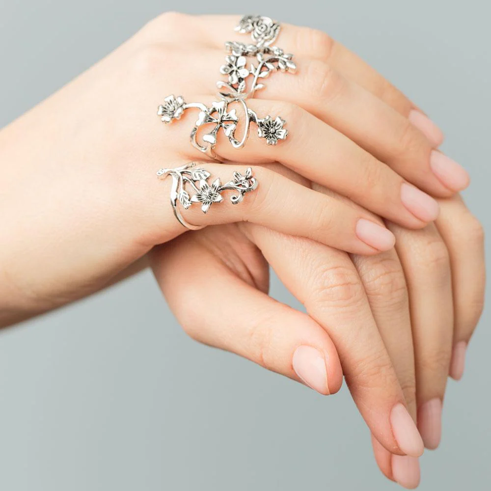 Sacred Blooming Flowers Ring Set - Image 4