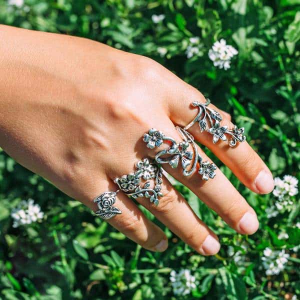 Sacred Blooming Flowers Ring Set - Image 7