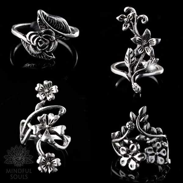 Sacred Blooming Flowers Ring Set - Image 8