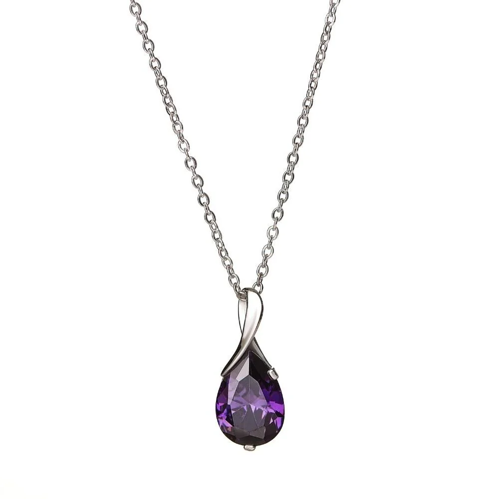 Silver Amethyst Drop Necklace - Image 3