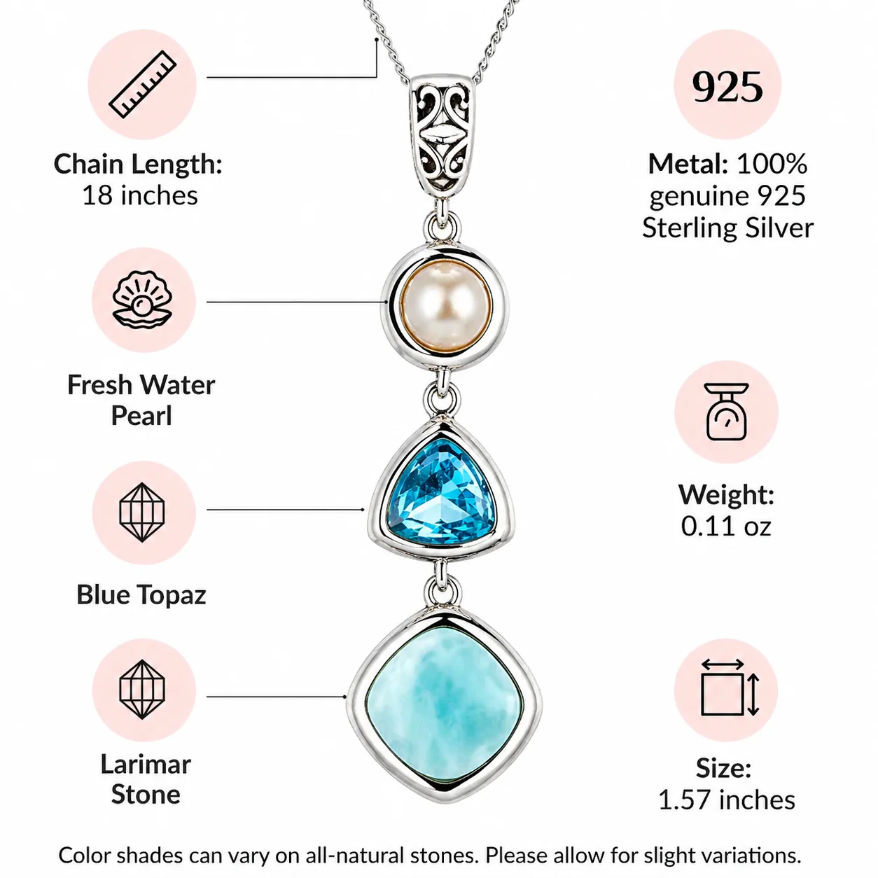 Silver Larimar Necklace - Image 4