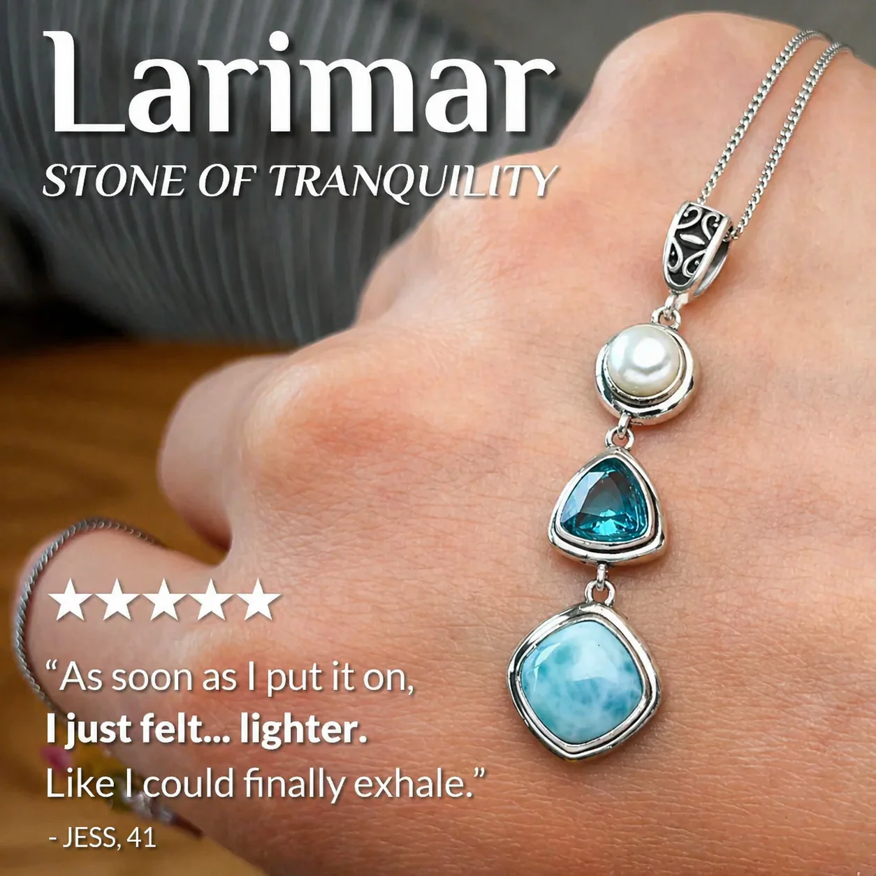 Silver Larimar Necklace - Image 5