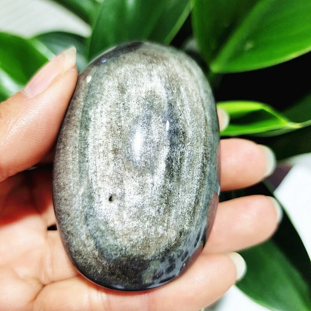 Silver Sheen Obsidian Palm Stone - Image 6