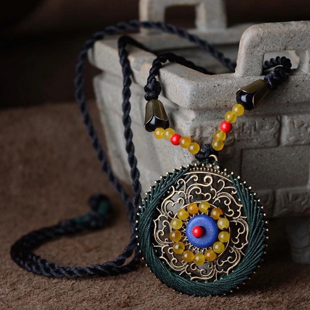 Spiritual Handmade Braided Copper Talisman Necklace - Image 2
