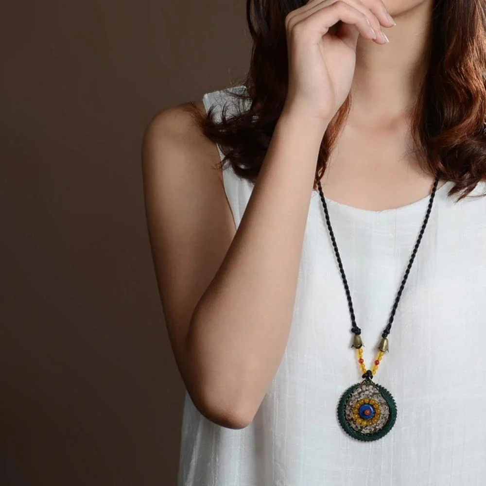 Spiritual Handmade Braided Copper Talisman Necklace - Image 3