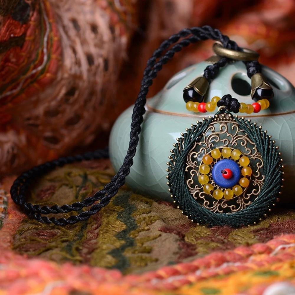 Spiritual Handmade Braided Copper Talisman Necklace - Image 4