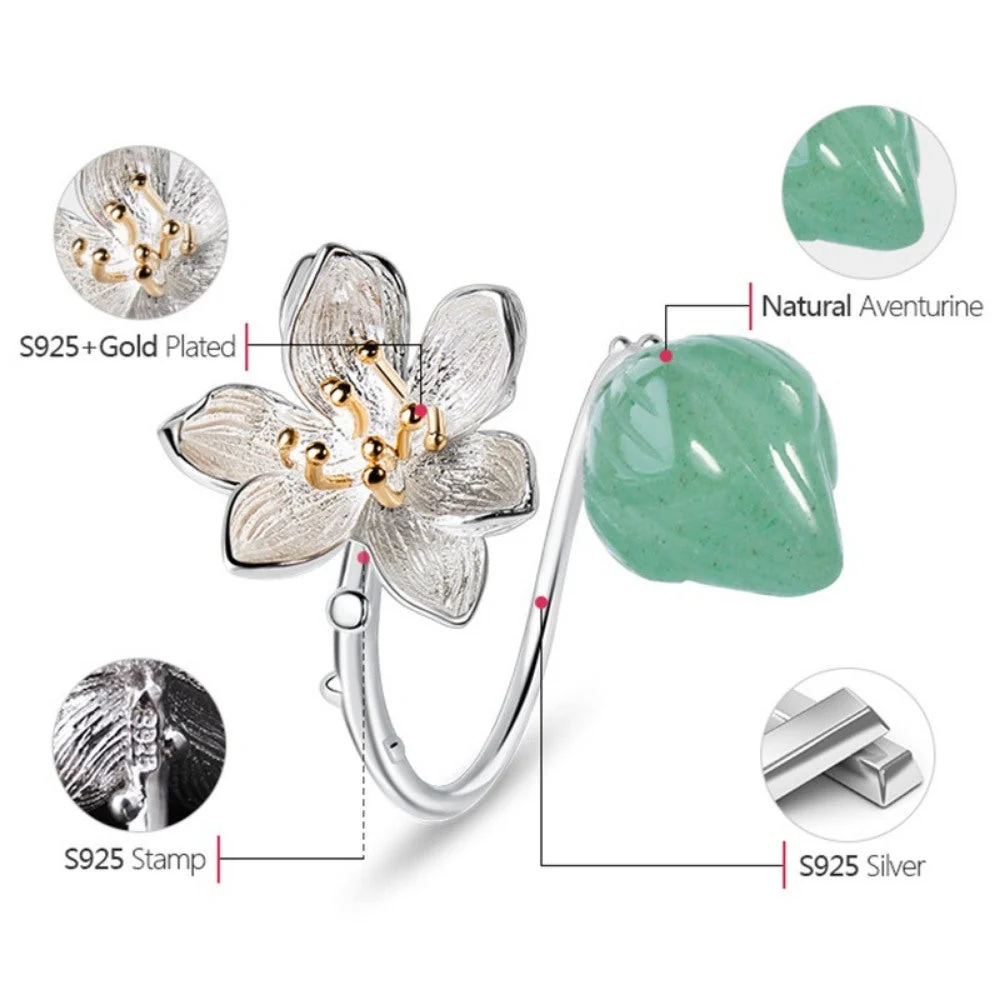 Aventurine Crystal Flower Ring - Image 3