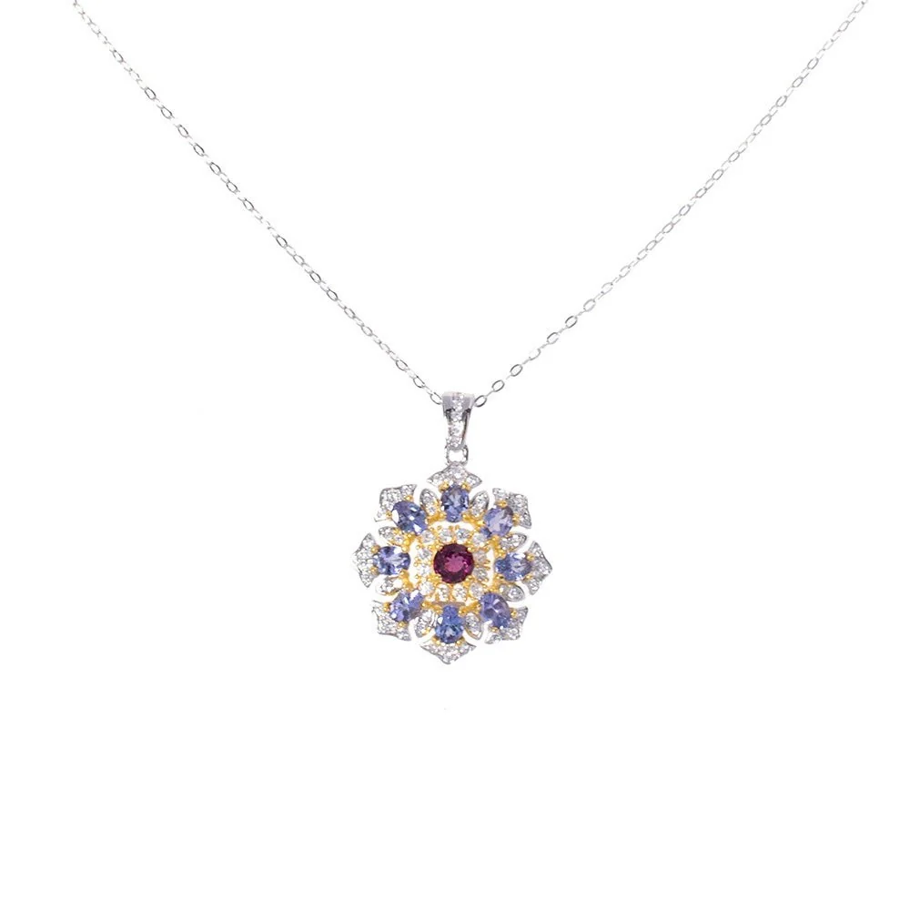 Tanzanite Necklace with Brazilian Garnet Gem - Image 4