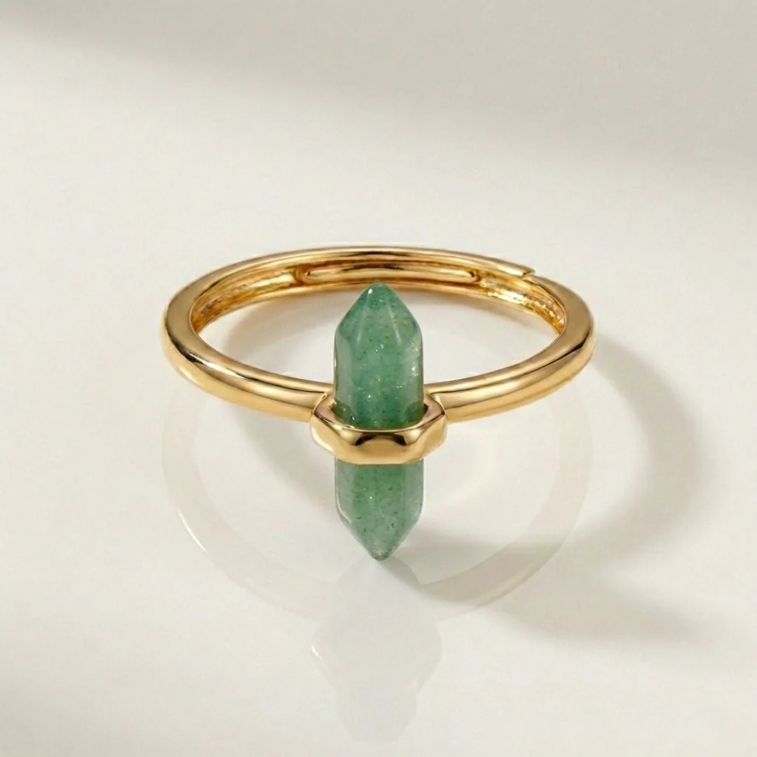 Thin Crystal Point Double Bead Ring — Sleek Healing Stone Jewelry - Image 9