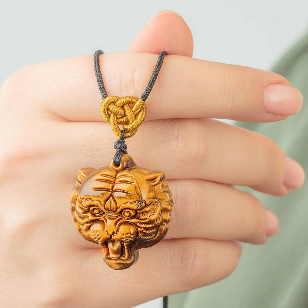 Tiger-Shaped Tiger's Eye Crystal Power Necklace - Image 2