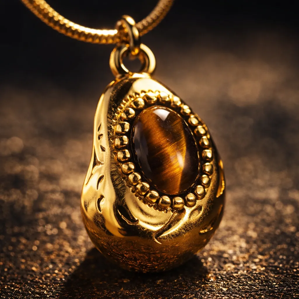 Tiger's Eye Gold-Plated Pendant Necklace — Grounding & Empowering Energy - Image 3