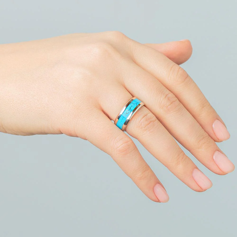 Blue Turquoise Tungsten Ring - Image 4
