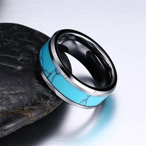 Blue Turquoise Tungsten Ring - Image 6