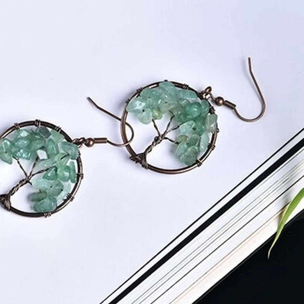 Tree of Life Wire Crystal Earrings - Image 2