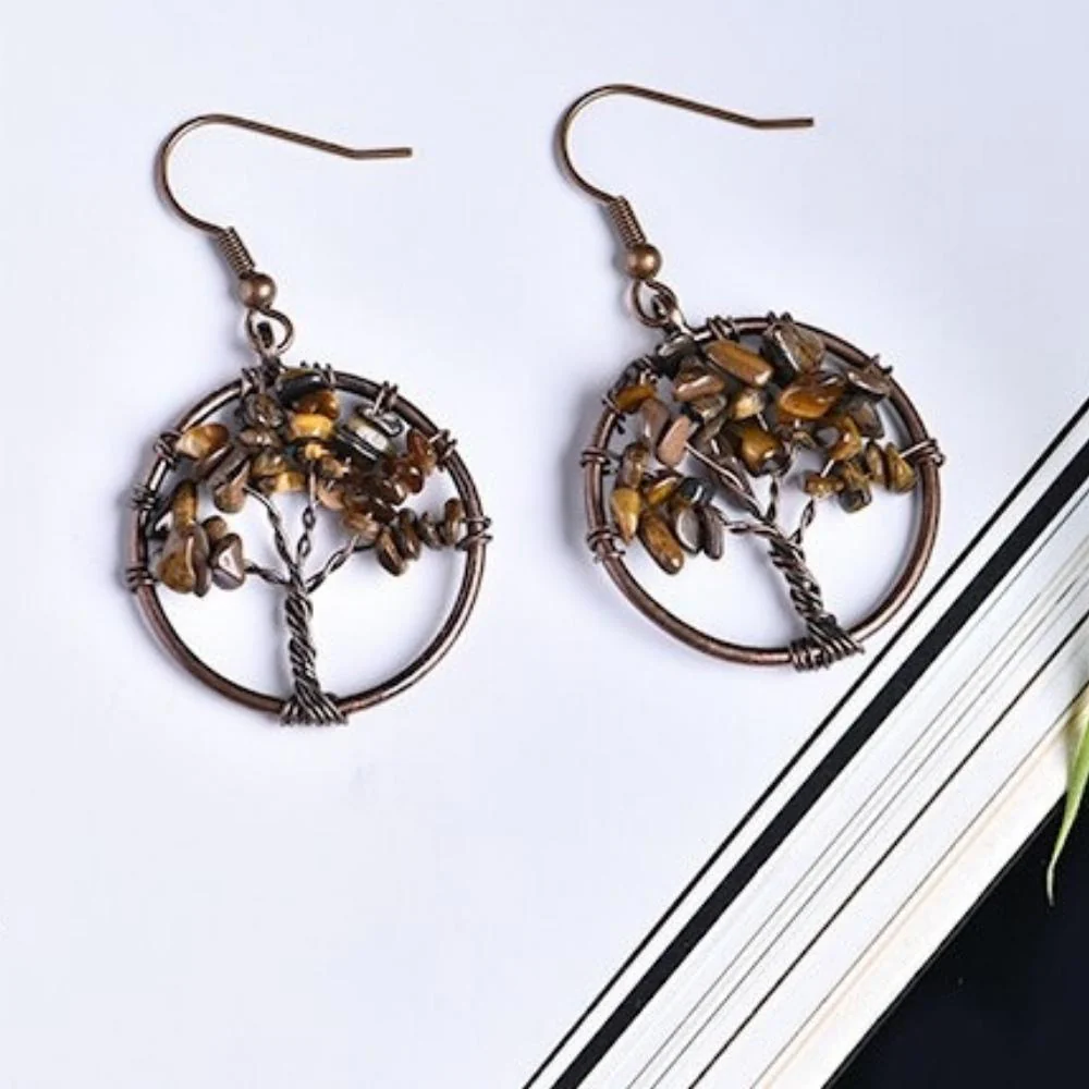 Tree of Life Wire Crystal Earrings - Image 8