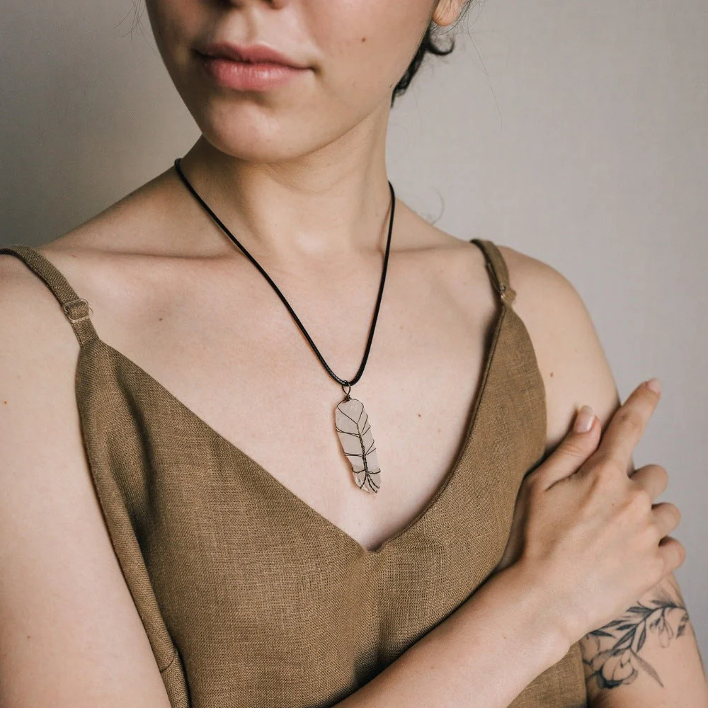 Tree Wire Wrapped Clear Crystal Necklace - Image 2