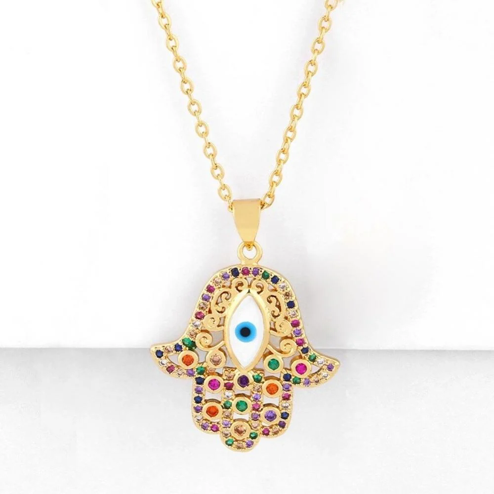 Turkish Hamsa Hand Evil Eye Necklace - Image 3