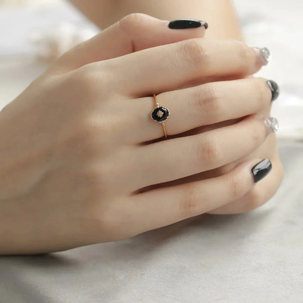 Vintage Black Agate Crystal Ring - Image 4