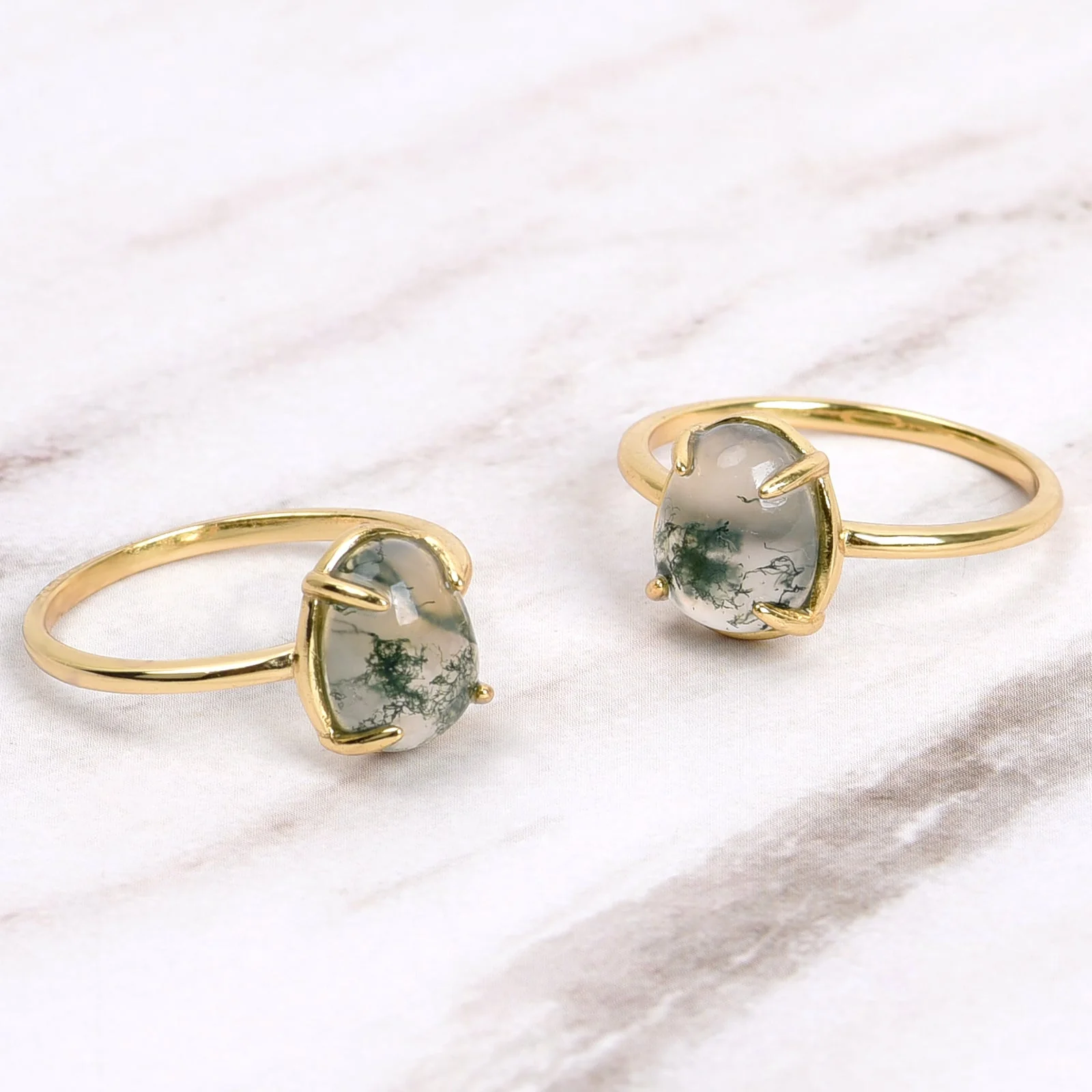 Vintage Green Moss Agate Ring - Image 2
