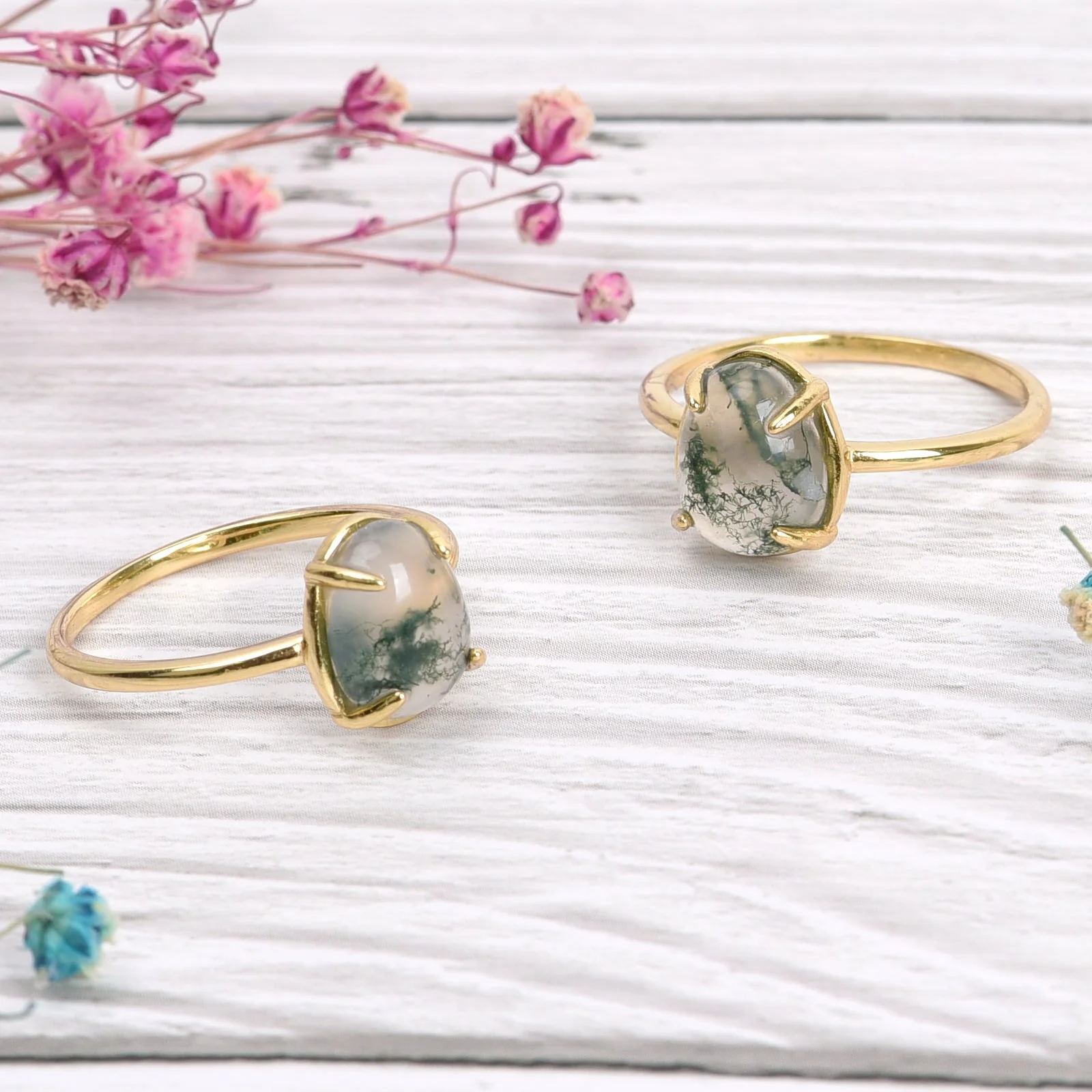 Vintage Green Moss Agate Ring - Image 4