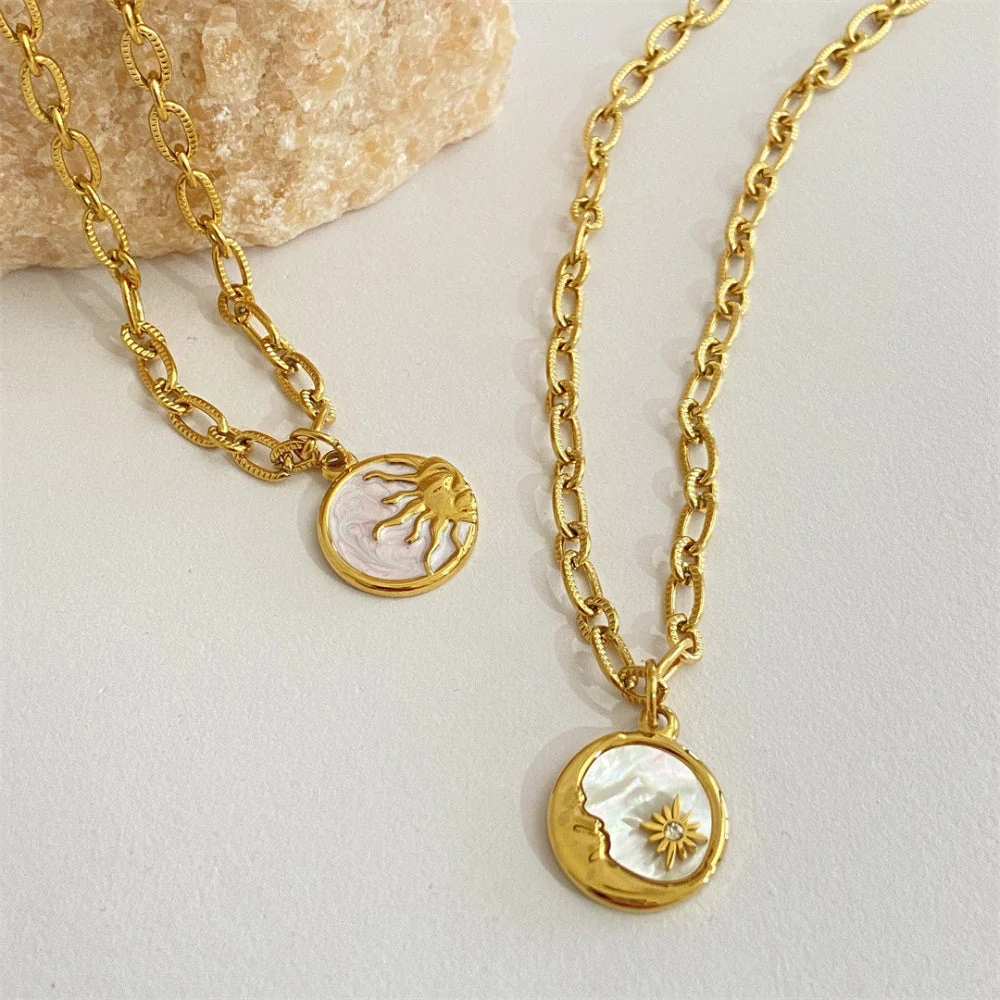 Vintage Sun and Moon Shell Pendants - Image 2