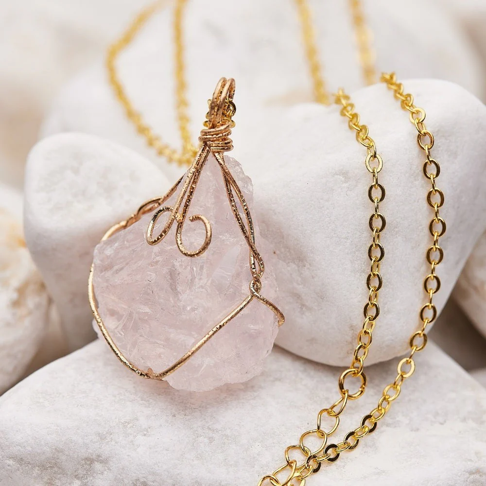 Wire Wrapped Raw Crystal Necklace - Image 2