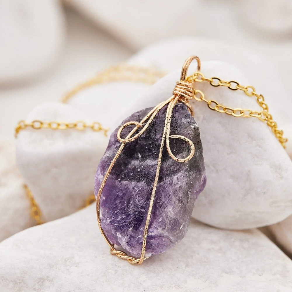 Wire Wrapped Raw Crystal Necklace - Image 3