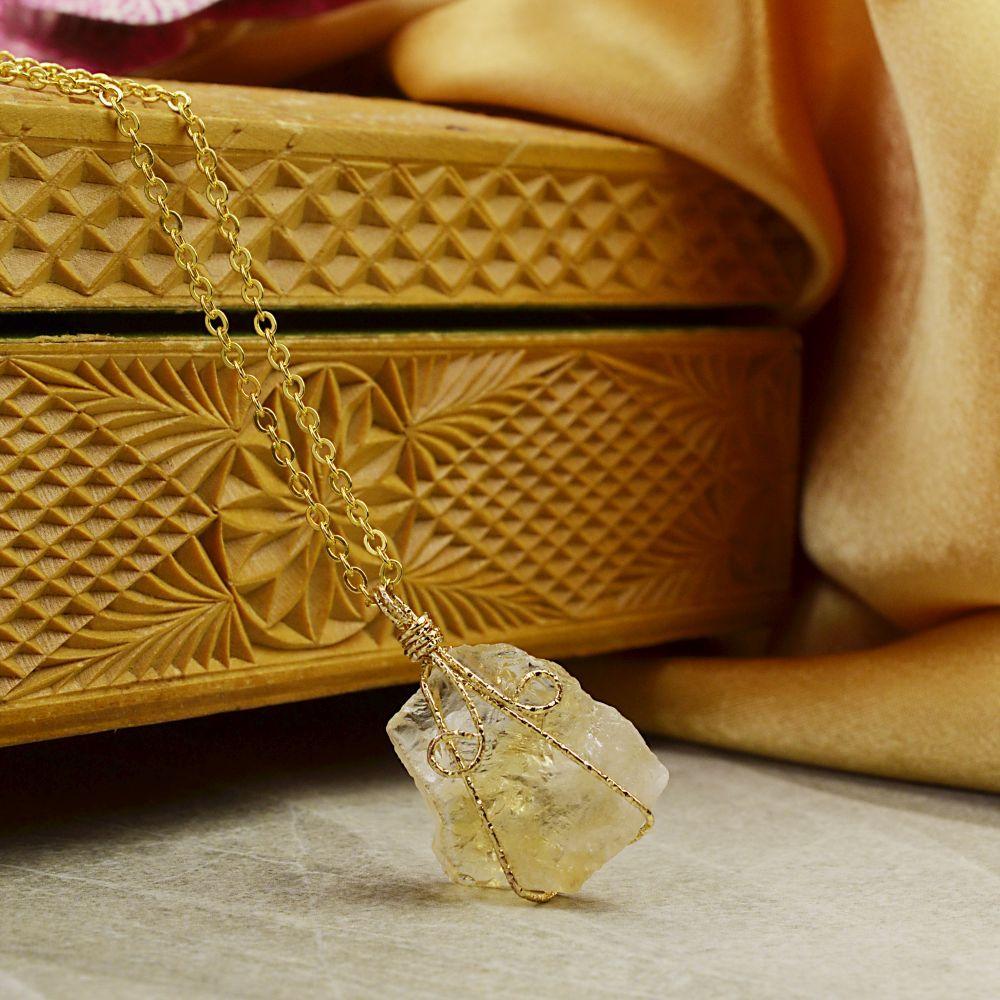 Wire Wrapped Raw Crystal Necklace - Image 5