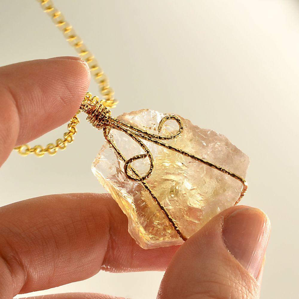 Wire Wrapped Raw Crystal Necklace - Image 9