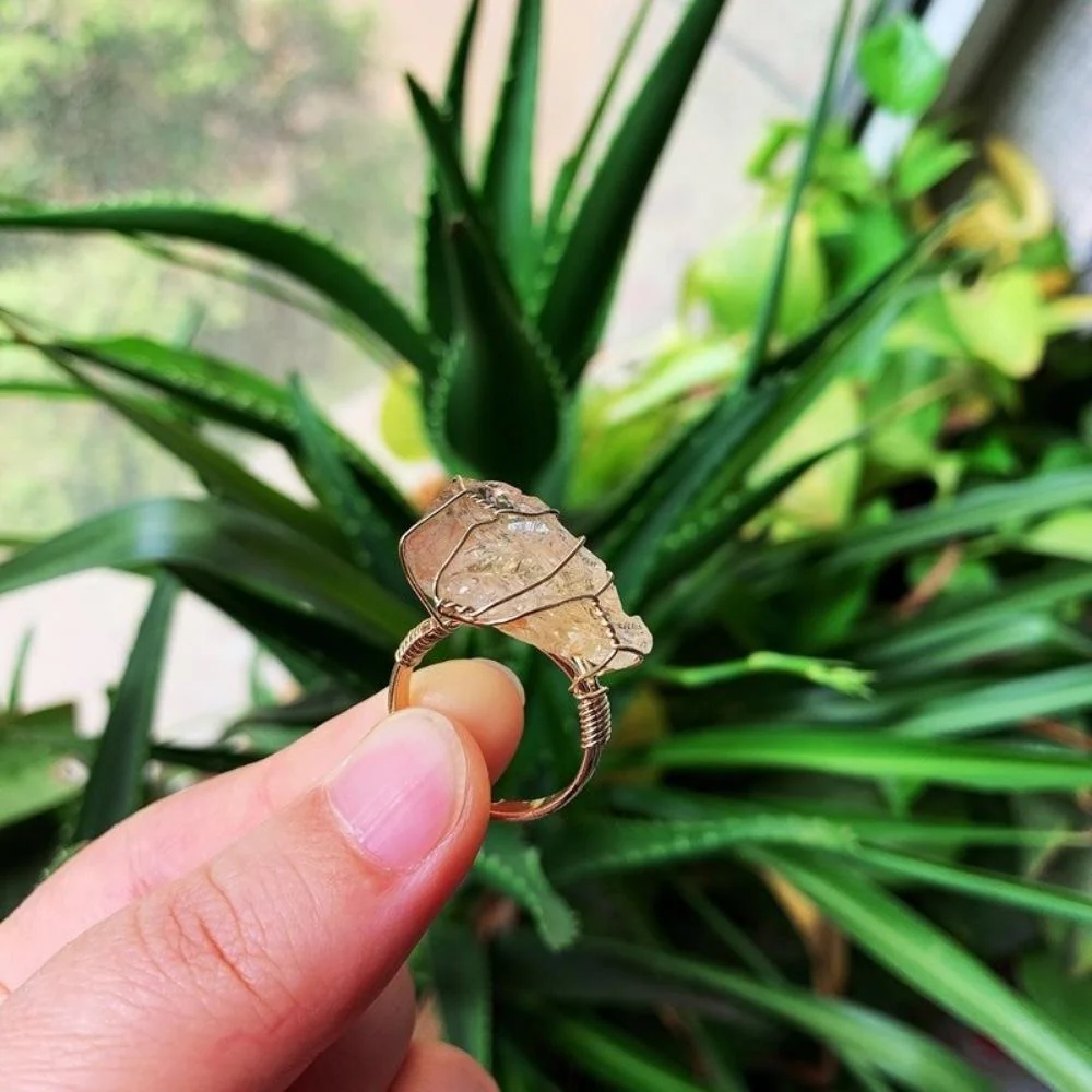 Wire Wrapped Rough Crystal Ring - Image 4