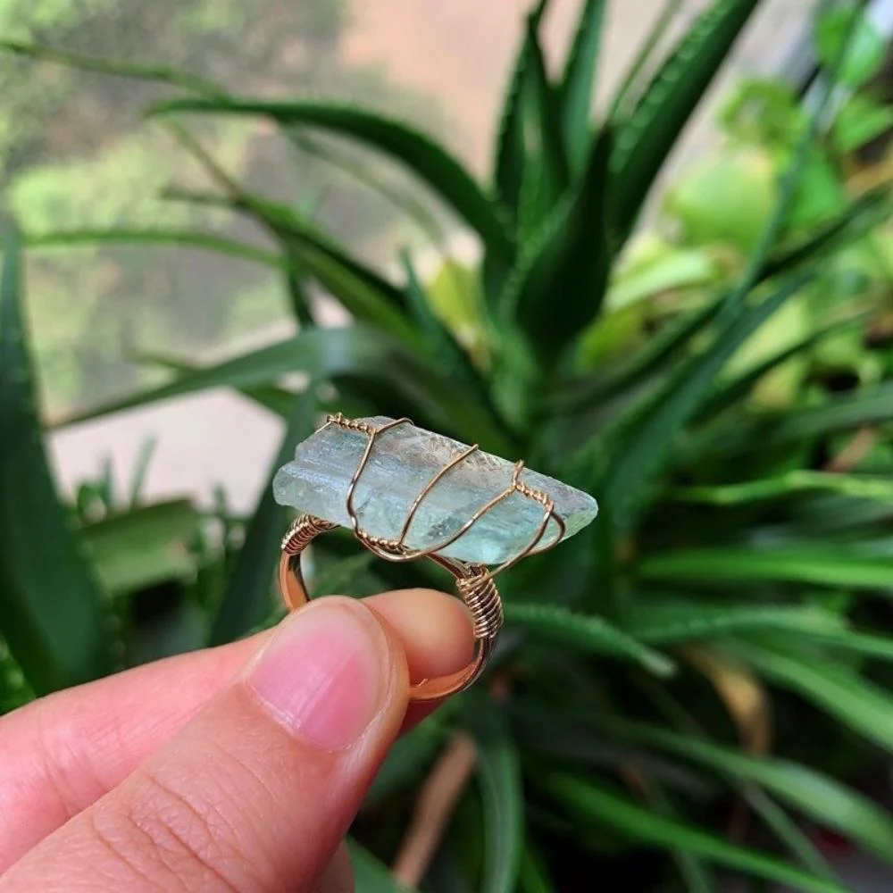 Wire Wrapped Rough Crystal Ring - Image 5