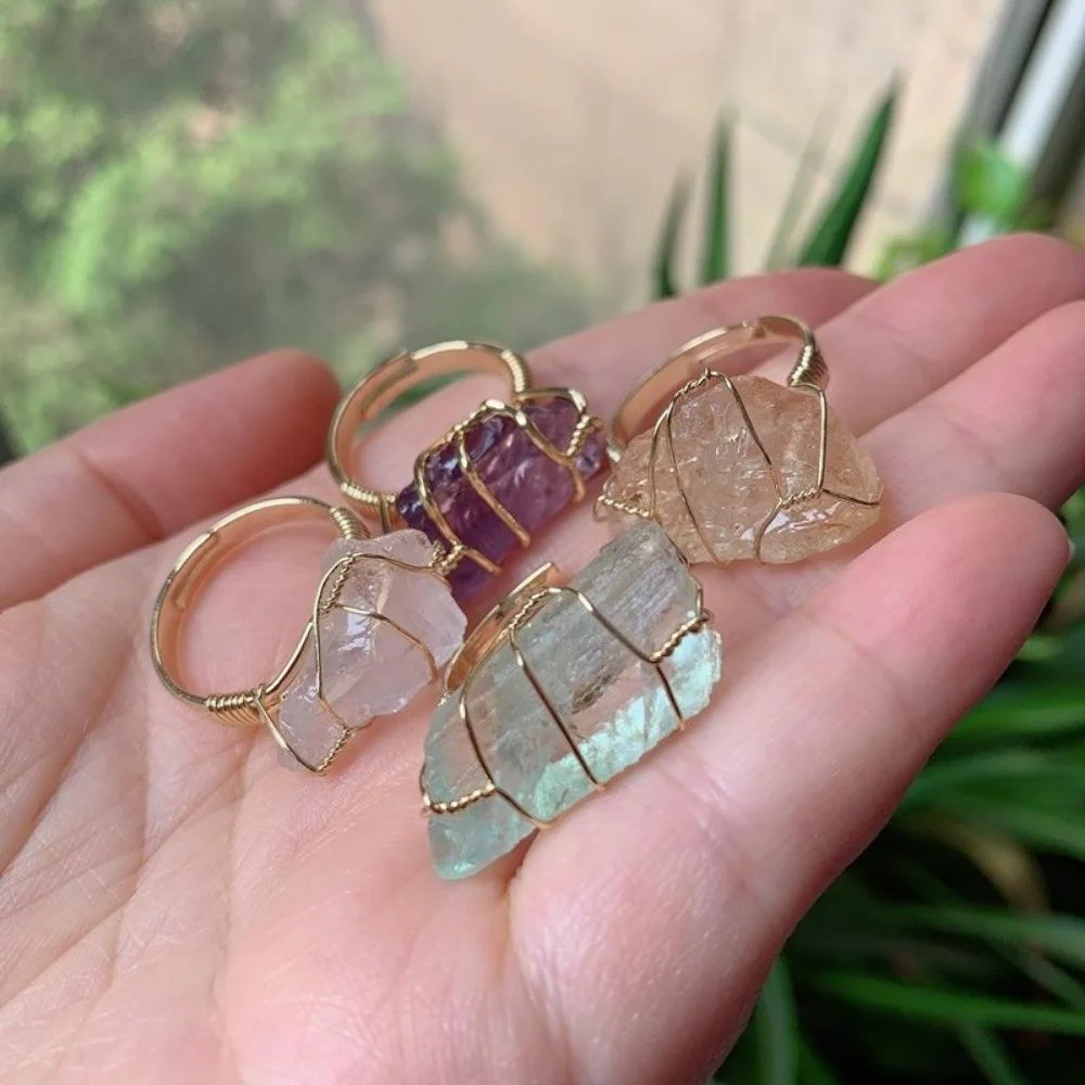 Wire Wrapped Rough Crystal Ring - Image 6