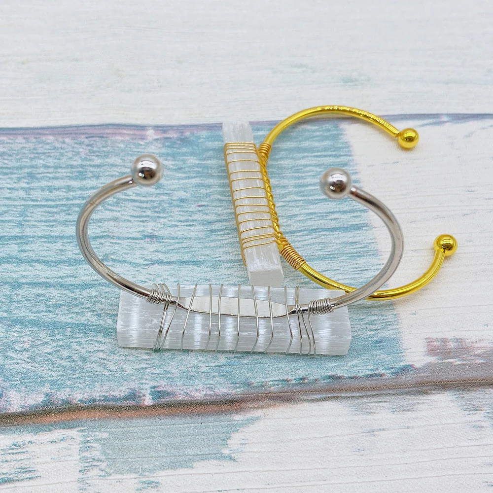 Wire Wrapped Selenite Bangle - Image 6