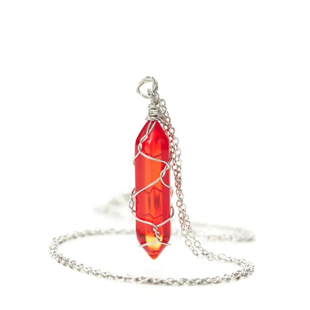 Wire Wrapped Red Carnelian Crystal Necklace - Image 5
