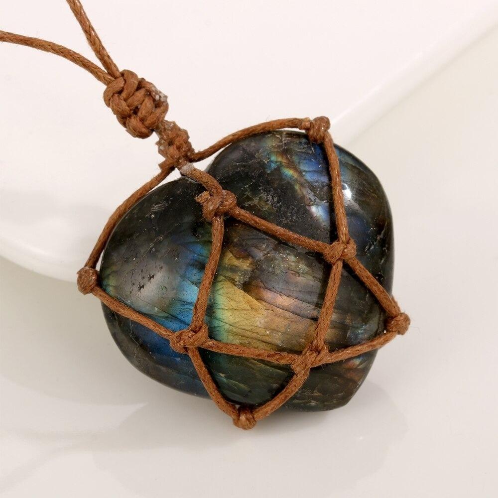 Wrapped Crystal Labradorite Heart Necklace - Image 2