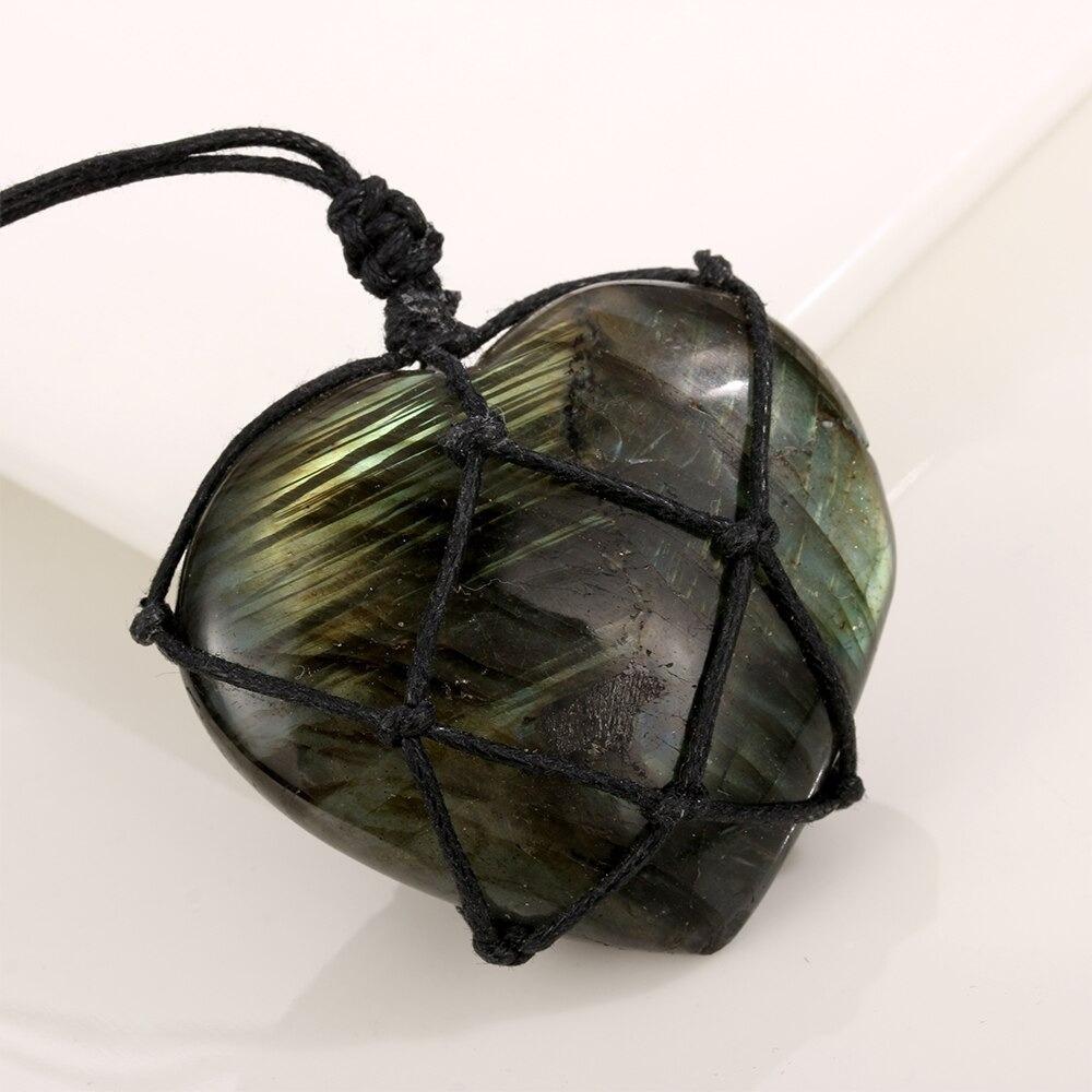 Wrapped Crystal Labradorite Heart Necklace - Image 3